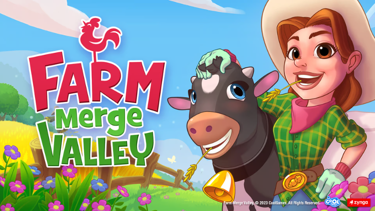 "Farm Merge Valley gameplay featuring merging items, colorful crops, and expanding farmland."